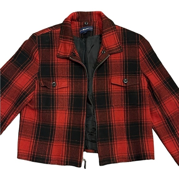Vintage Breeches Women’s Wool Red/Black Plaid Zip Jacket with Pockets Size L - Picture 4 of 10